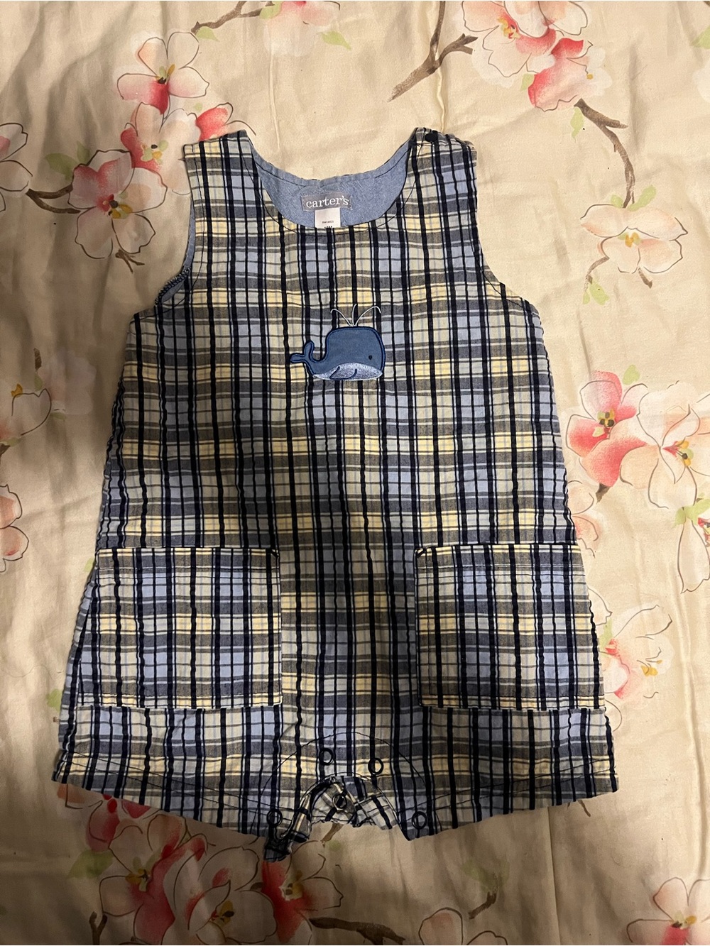 Vintage Carter’s Plaid Romper With Whale Size  18Month